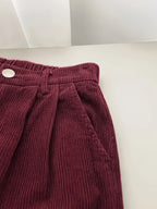 Damen Retro-Kordhose mit hoher Taille, gerades Bein, koreanischer Stil, lässige weite Hose