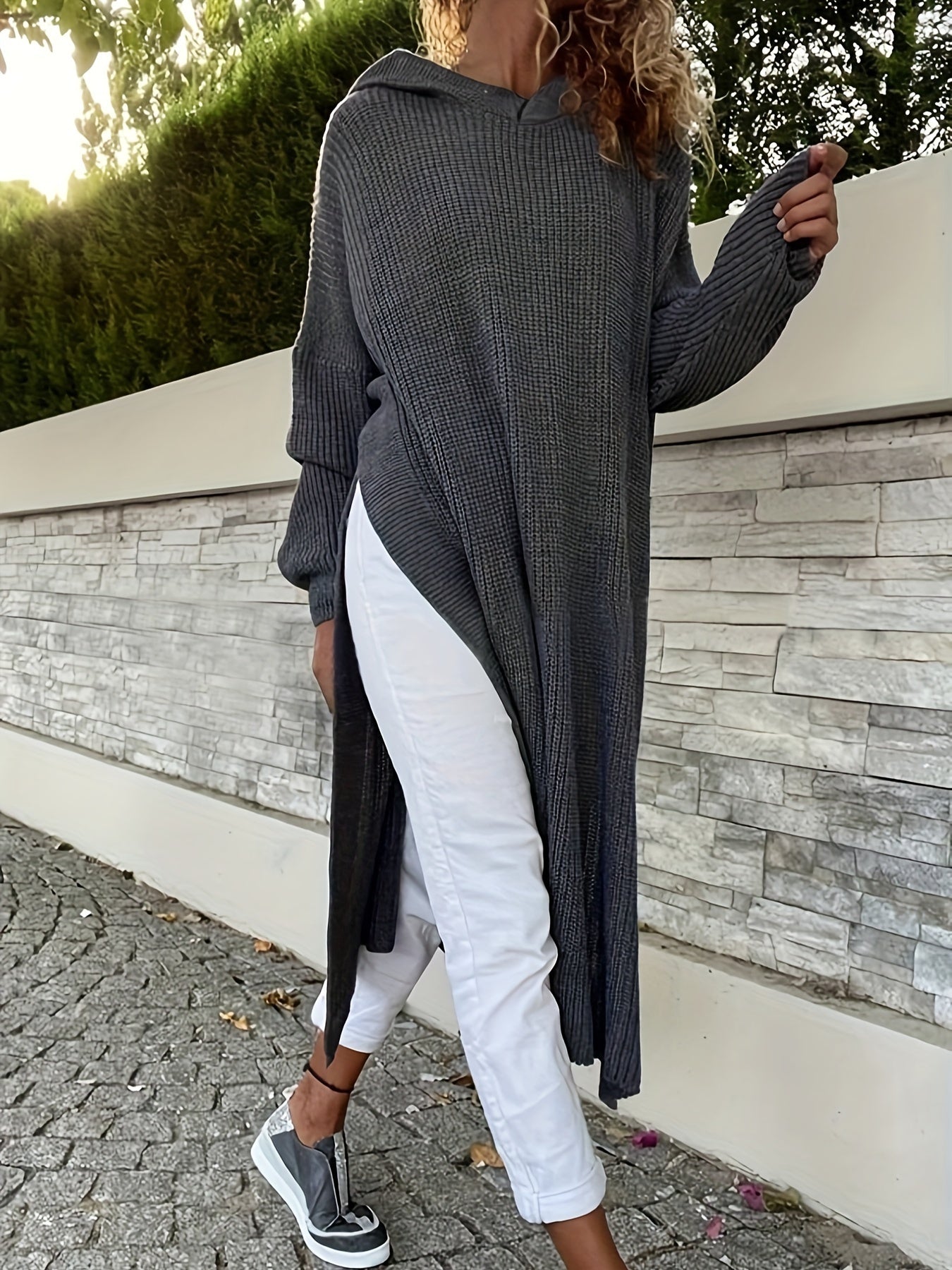 Plus Size, Autumn/Winter New Style Slit Long Sweater Dress