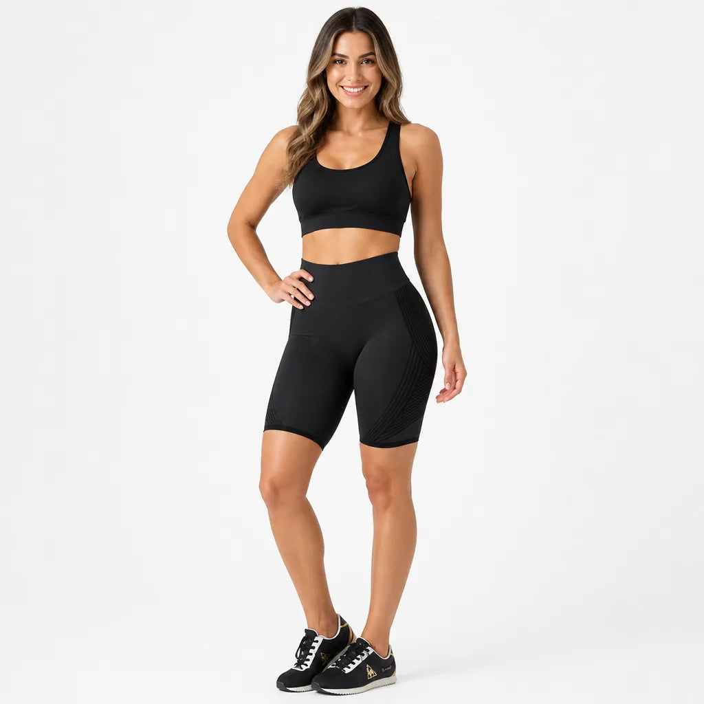 Radlerhose Damen High Waist – Sport Shorts mit Handytasche