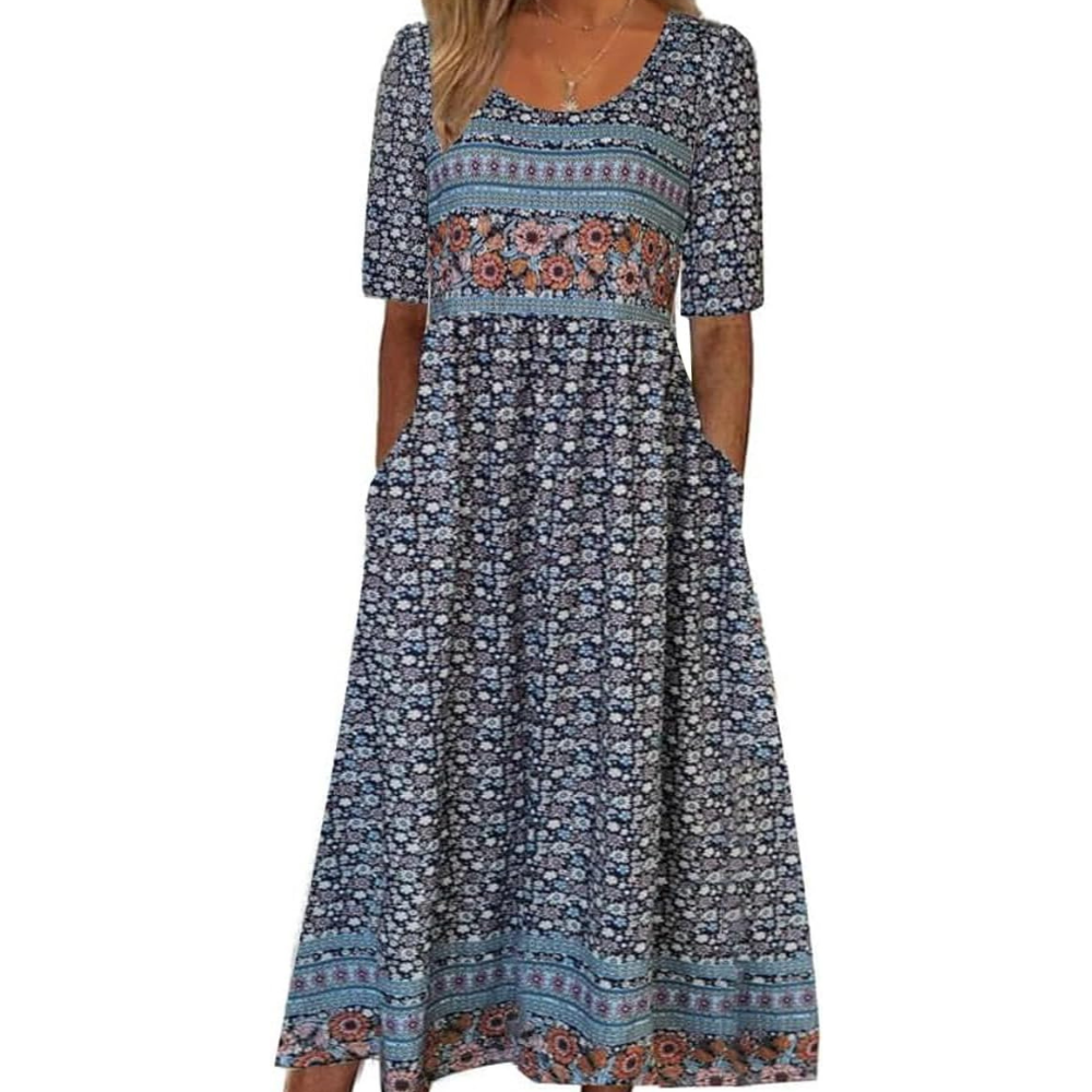 Geblümtes Midi-Sommerkleid – Leichtes Tag-Nacht-Kleid für Damen