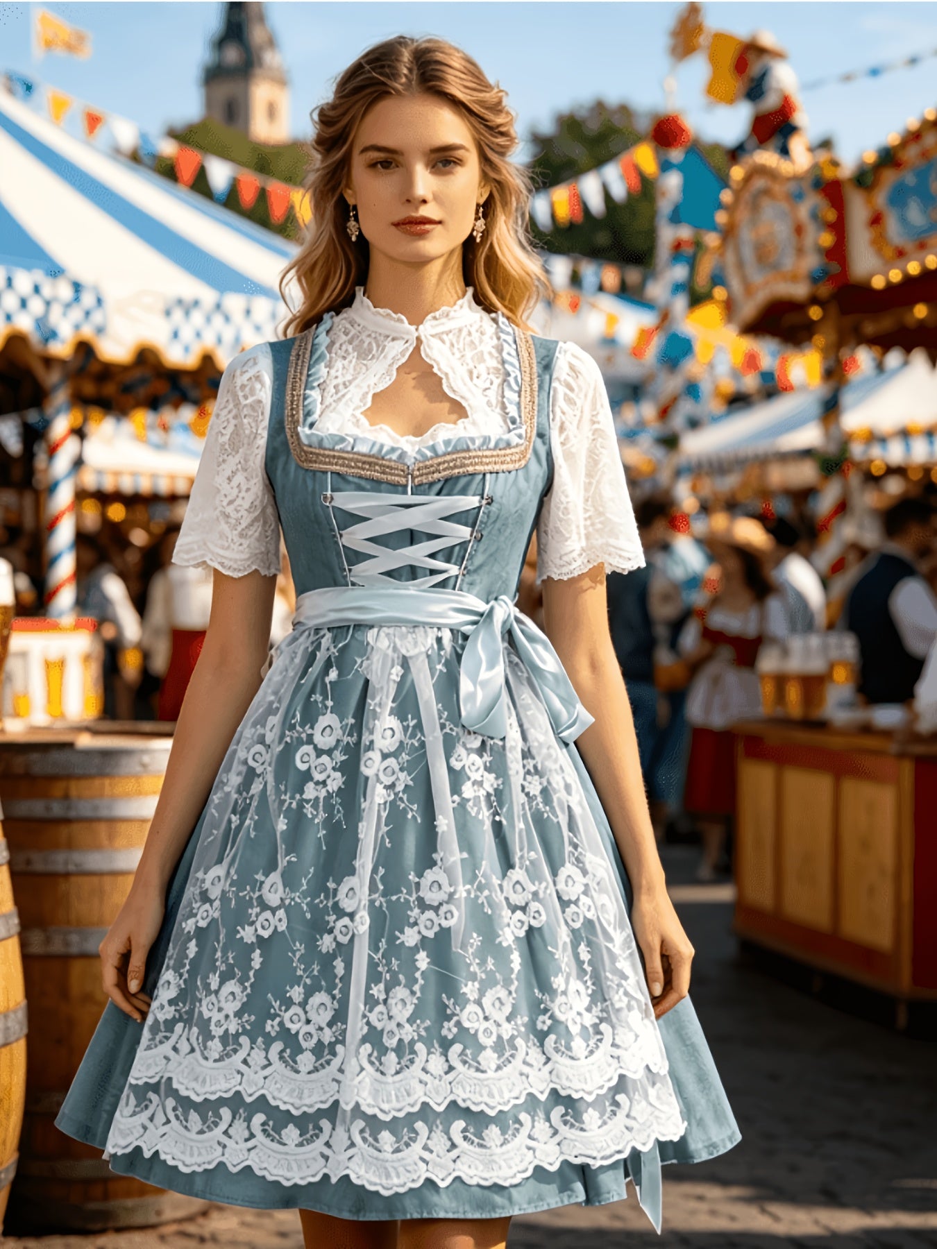 Oktoberfest Kostüm Damen Dirndl | Trachtenkleid mit Spitze | Dirndl Kostüm, Wiesn Outfit,
