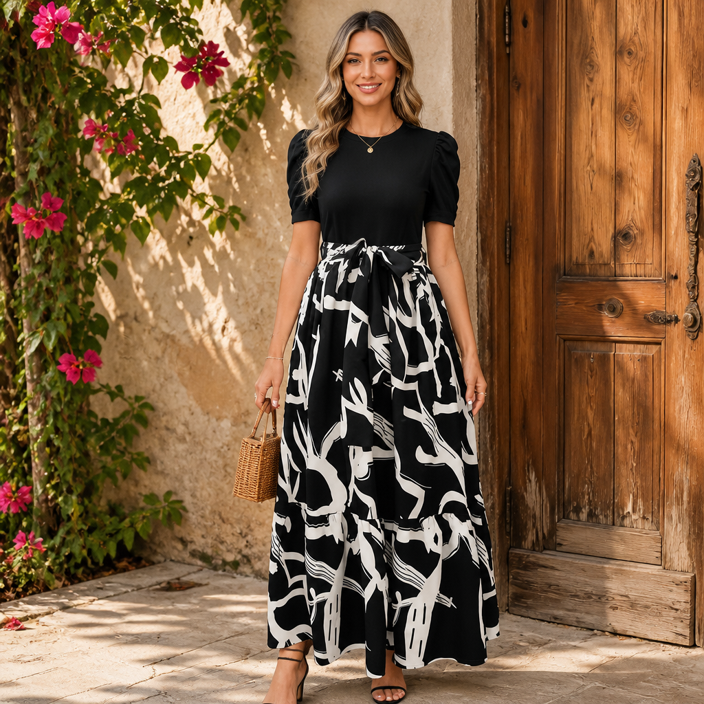 Women's Maxi Dress Floral Pattern High Waist A Line Summer | Lightweight Boho Dress