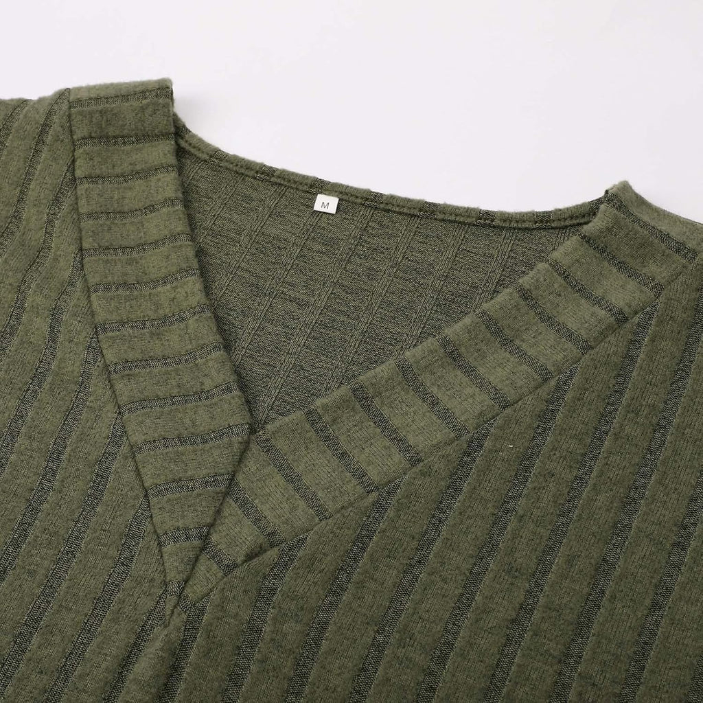 Damen Kuscheliger Herbst-Winter V-Ausschnitt Langarm-T-Shirt mit Knopfleiste