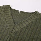 Damen Kuscheliger Herbst-Winter V-Ausschnitt Langarm-T-Shirt mit Knopfleiste