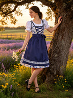 Dirndl Set Damen Oktoberfest Trachtenkleid | Bayerisches Dirndl mit Blumenmuster | Dirndl Set, Wiesn Kleid, festlich