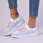 Mesh Lace-Up Ballet Flats | Perfect for Autumn, Summer, and Spring - Beige