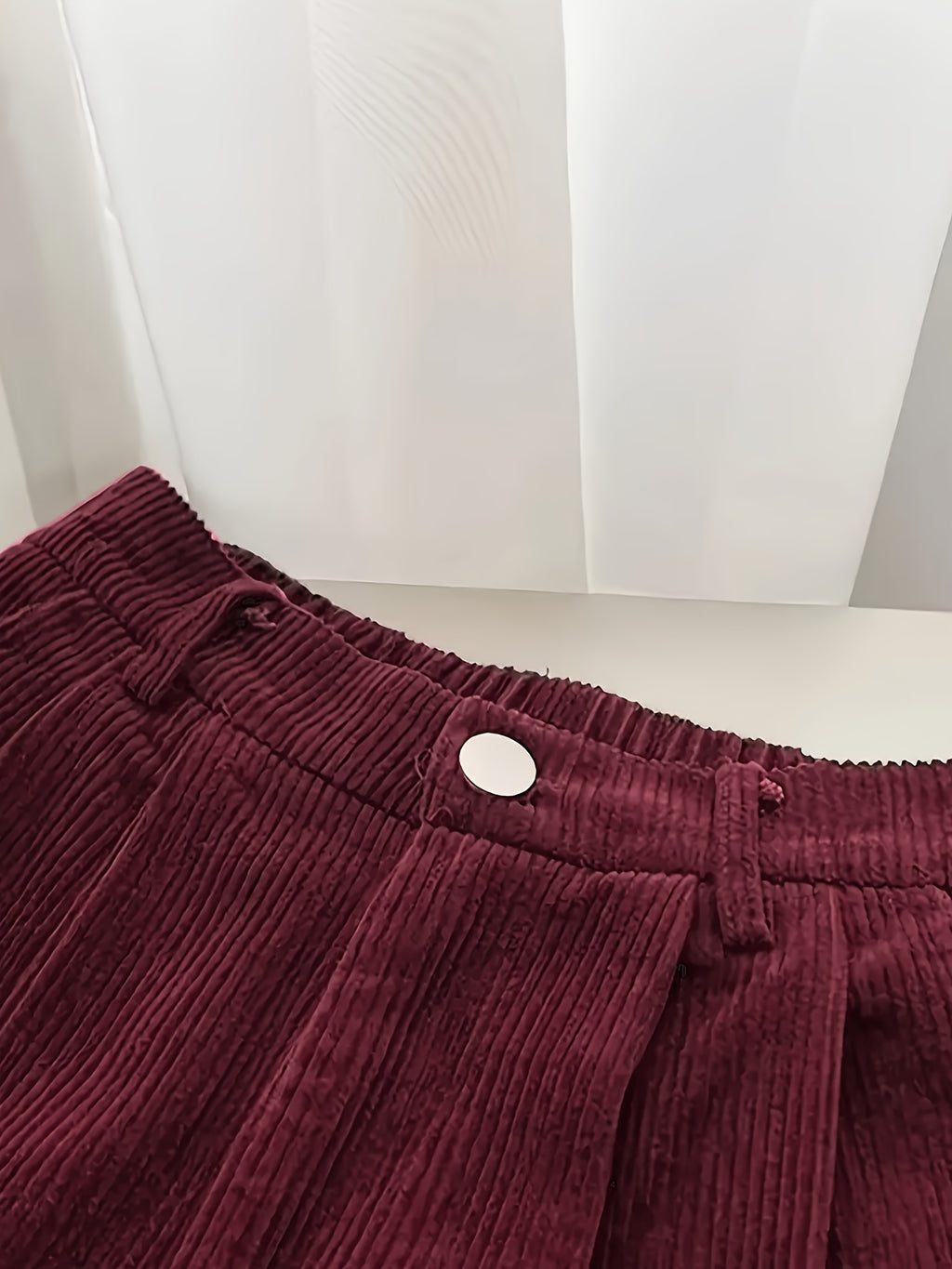 Damen Retro-Kordhose mit hoher Taille, gerades Bein, koreanischer Stil, lässige weite Hose