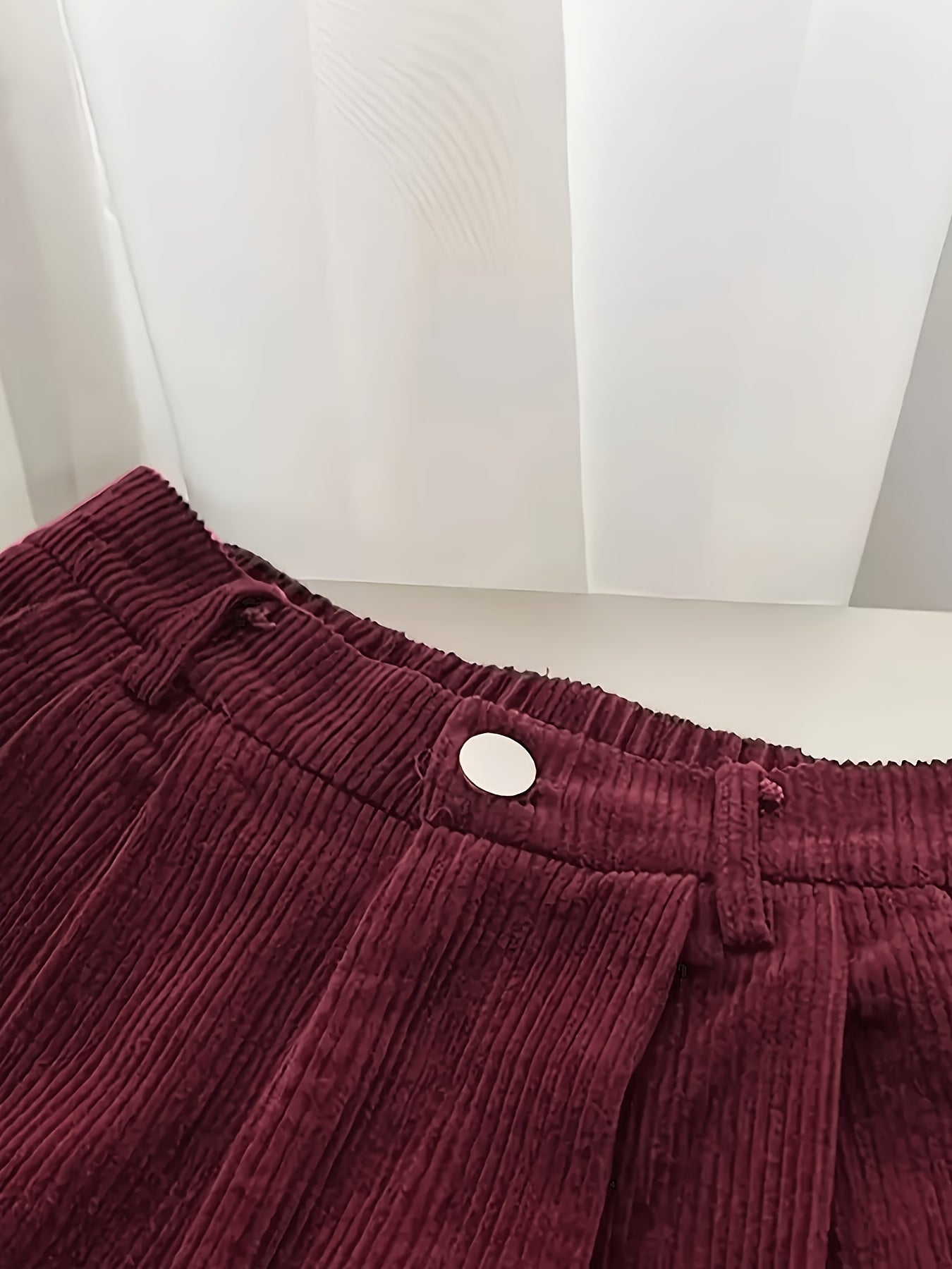 Damen Retro-Kordhose mit hoher Taille, gerades Bein, koreanischer Stil, lässige weite Hose