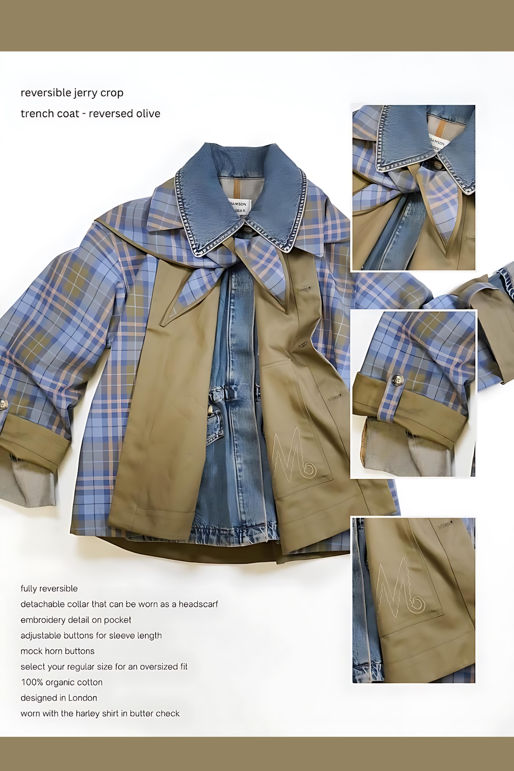 Reversible Cropped Trench Coat | Chic Layered Look for Women