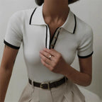 Elegantes Damen-Strick-Poloshirt mit klassischem Kragen