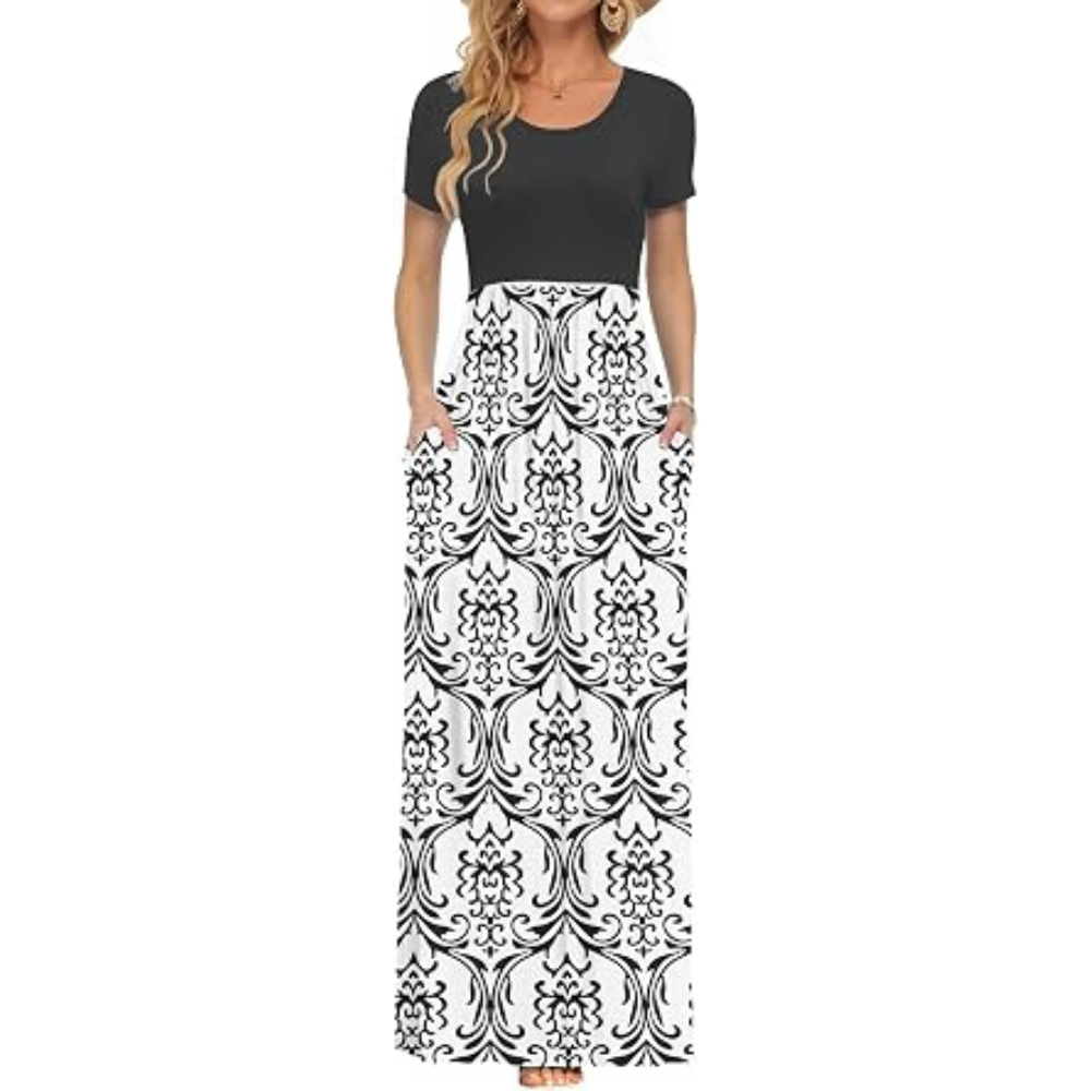 Leinen-Luxe Maxi Sommerkleid – Leichte Spitze für Damen