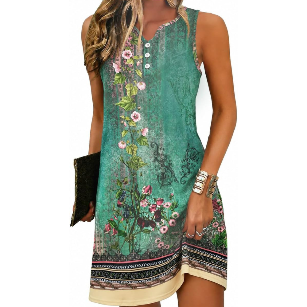 Geblümtes Midi-Sommerkleid – Leichte Spitze für Damen