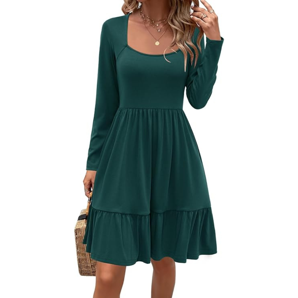 Elegantes Sommerkleid mit quadratischem Ausschnitt – leicht und figurschmeichelnd für Damen