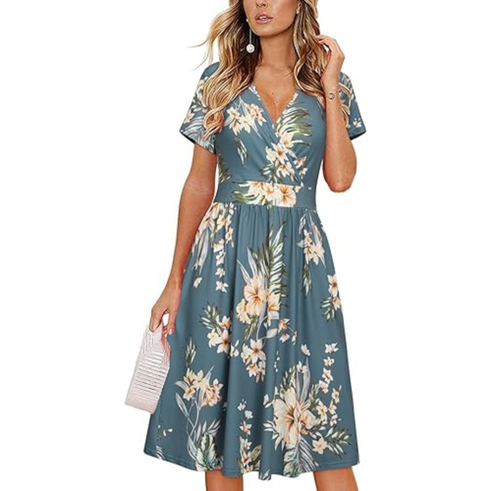 Klassisches Wickel-Sommerkleid – leicht mit Taschen für Damen
