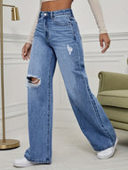 Fashion Casual Versatile denim jeans | Classic Straight Leg Blue Jeans