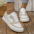 Round-Toe Color-Block Shoes with Breathable PU Upper & Non-Slip Rubber Sole | Perfect for Autumn - White