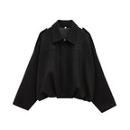 Women’s Oversized Cropped Bomber Jacket with Zipper