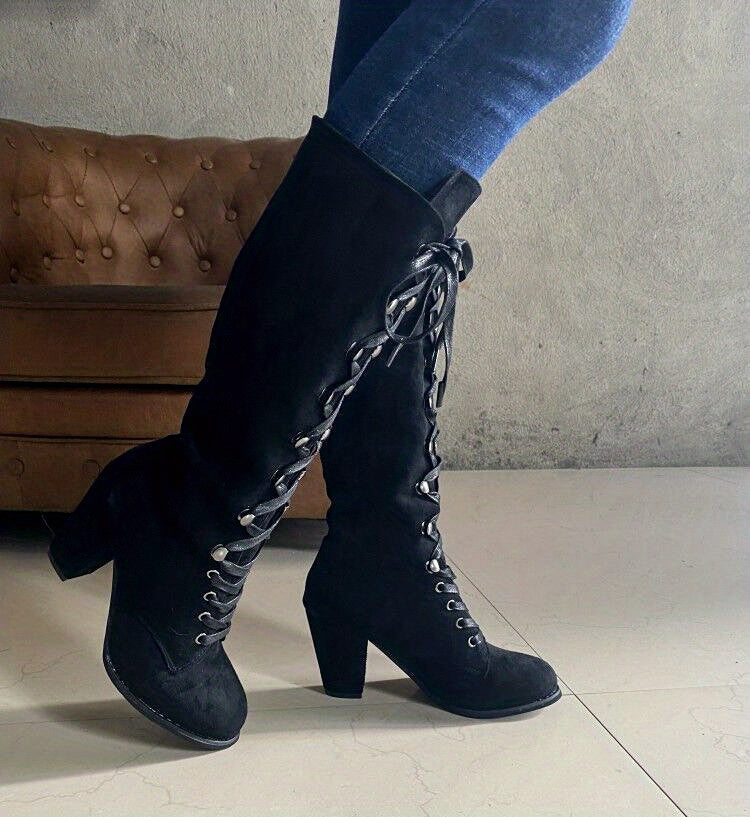 Elegant Women's Lace Up Ankle Boots | Chunky Heel Fashion