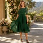 Elegantes Damen-Spitzen-Midikleid | Formelles Cocktailparty-Kleid