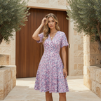Knee-Length Floral Midi Summer Dress – Lightweight Wrap for Women