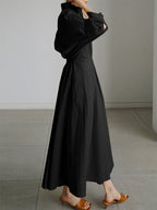 Women's Elegant Collared Belted Shirt Dress