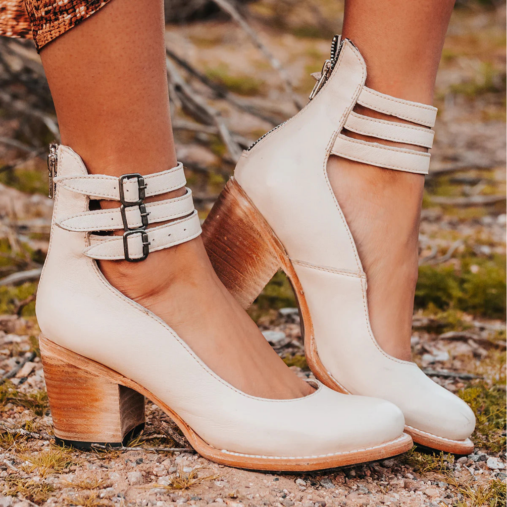Women's Boots with Block Heel, Comfortable Boots for Everyday - Perfect for Autumn and Winter - White