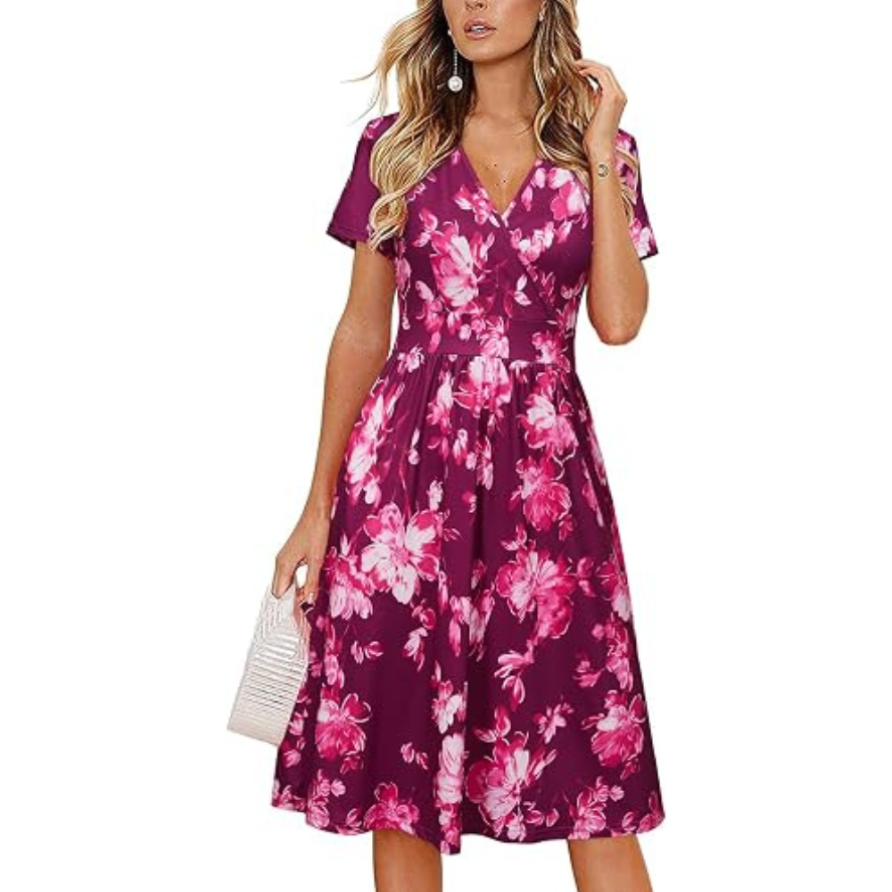 Klassisches Wickel-Sommerkleid – leicht mit Taschen für Damen