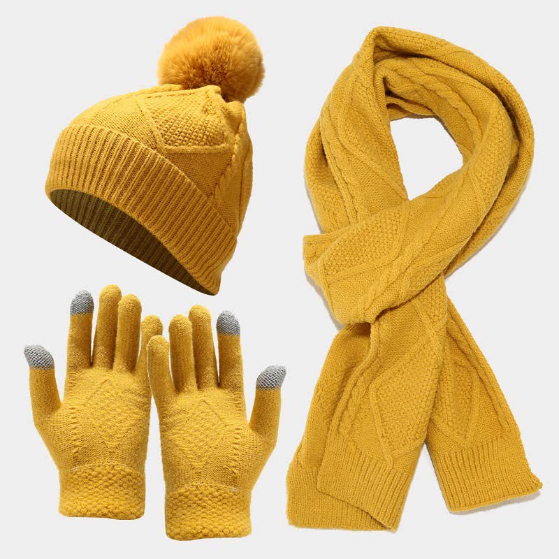 3-teiliges Set mit kuscheligen Strickaccessoires