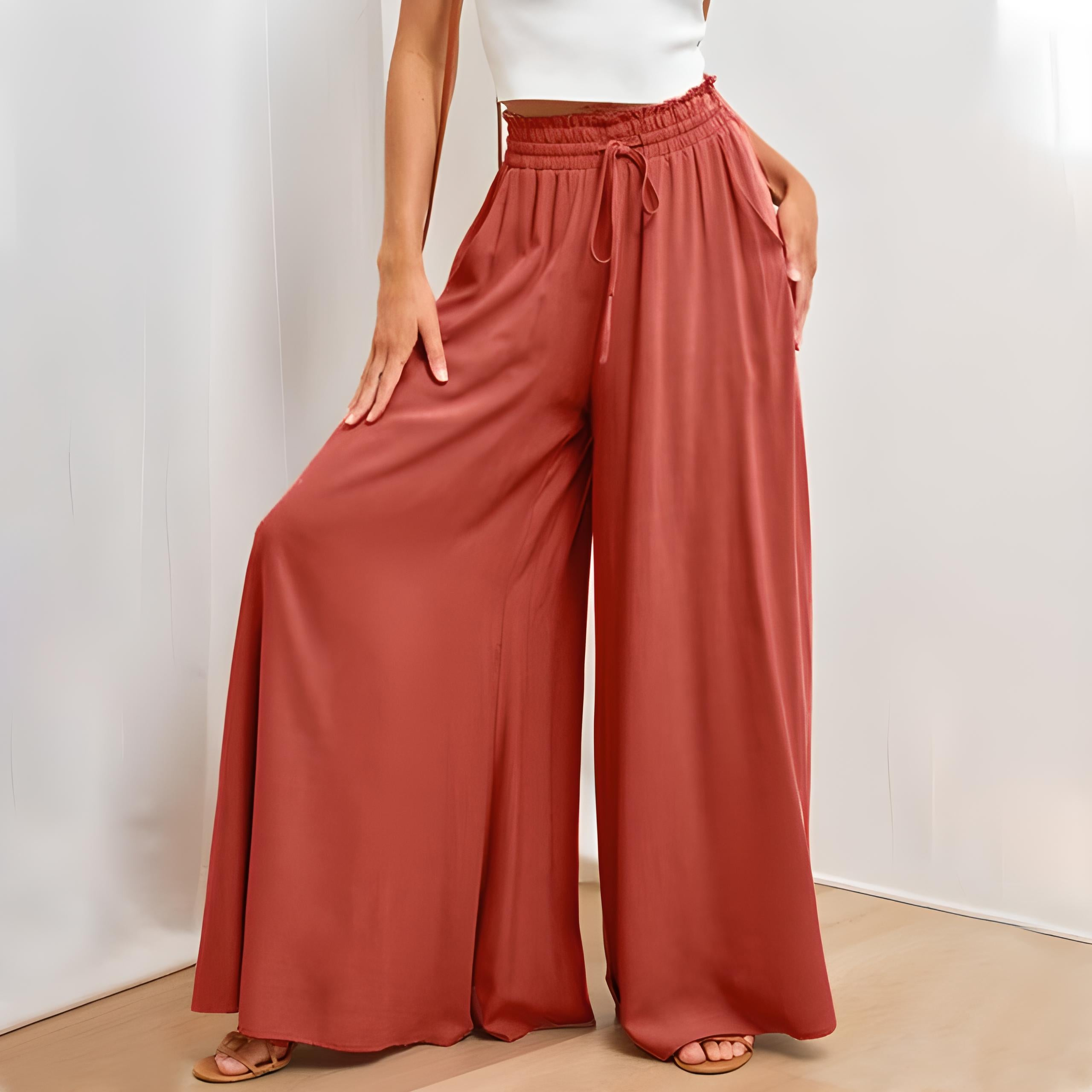 Women Effortlessly Chic Classic Wide Leg Pants