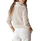 Women’s Loose-Fit Knit Polo Sweater with Half-Zip
