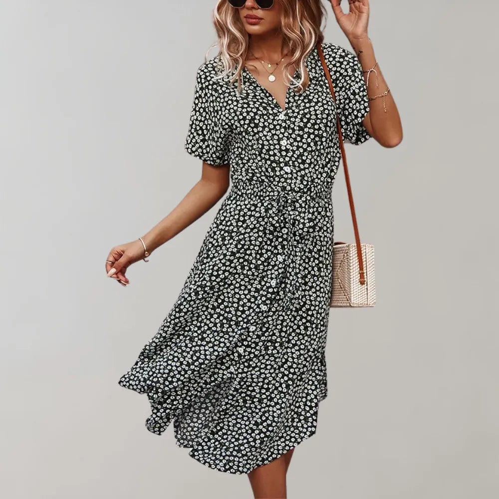 Lightweight Midi Dress with Flowing Fit | Perfect for Summer - Black