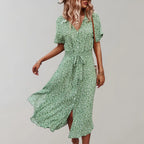 Lightweight Midi Dress with Flowing Fit | Perfect for Summer - Green