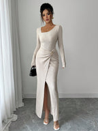 Noir Sculpt Wickeldetail Maxi-Kleid