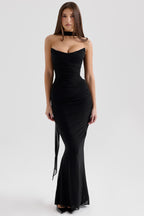 Noir Sculpt Strapless Abend-Maxikleid