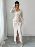 Noir Sculpt Wickeldetail Maxi-Kleid