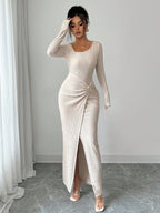 Noir Sculpt Wickeldetail Maxi-Kleid