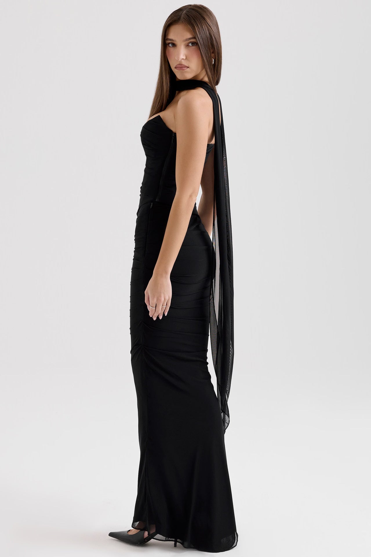 Noir Sculpt Strapless Abend-Maxikleid