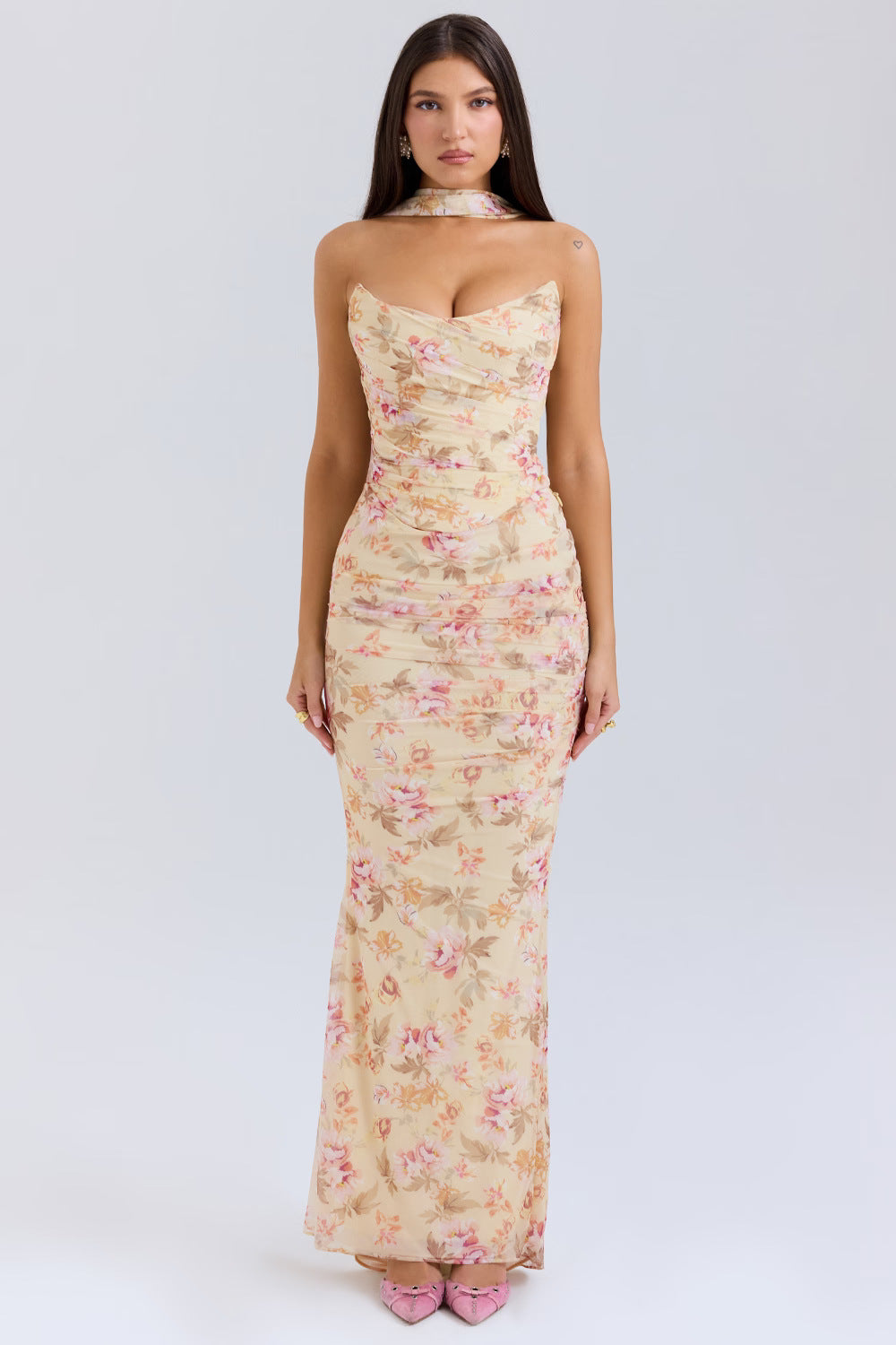 Noir Sculpt Strapless Abend-Maxikleid