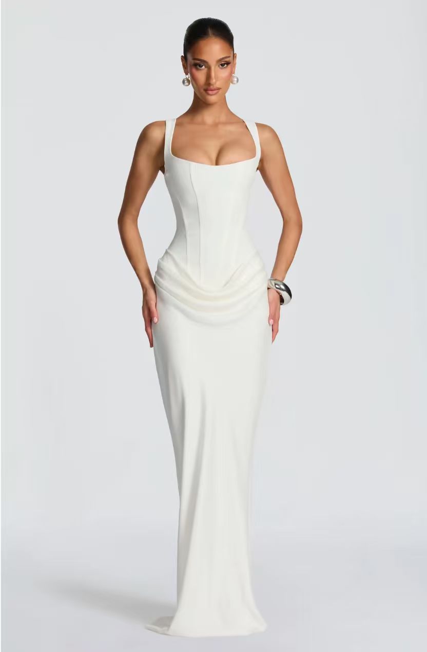 Luxus Sculpting Korsett Satin Maxikleid