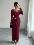 Noir Sculpt Wickeldetail Maxi-Kleid