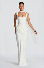 Luxus Sculpting Korsett Satin Maxikleid