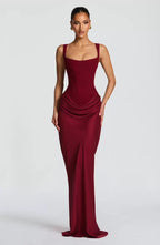 Luxus Sculpting Korsett Satin Maxikleid