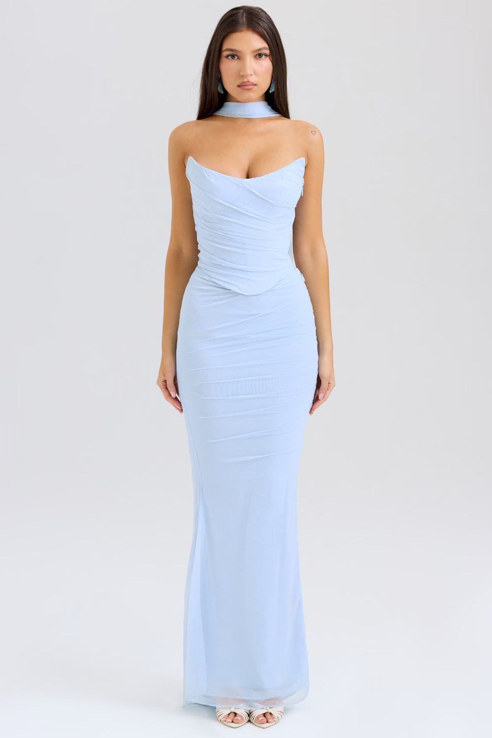 Noir Sculpt Strapless Abend-Maxikleid