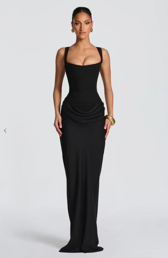 Luxus Sculpting Korsett Satin Maxikleid