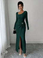 Noir Sculpt Wickeldetail Maxi-Kleid