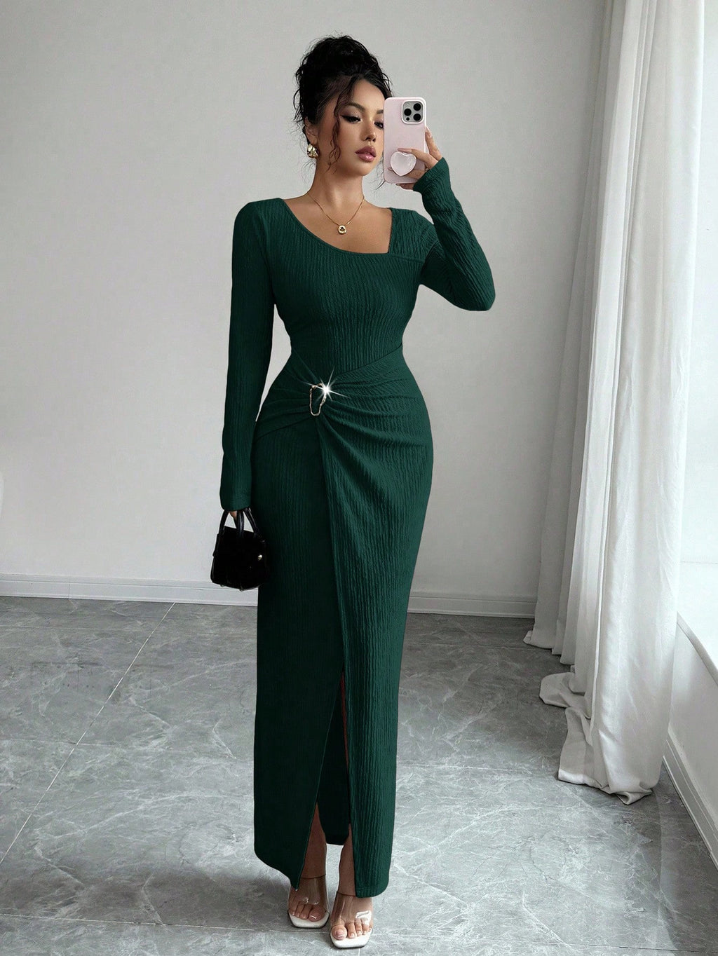Noir Sculpt Wickeldetail Maxi-Kleid