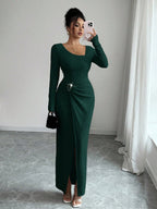 Noir Sculpt Wickeldetail Maxi-Kleid