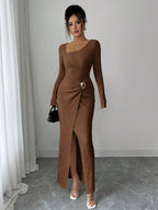 Noir Sculpt Wickeldetail Maxi-Kleid