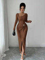Noir Sculpt Wickeldetail Maxi-Kleid