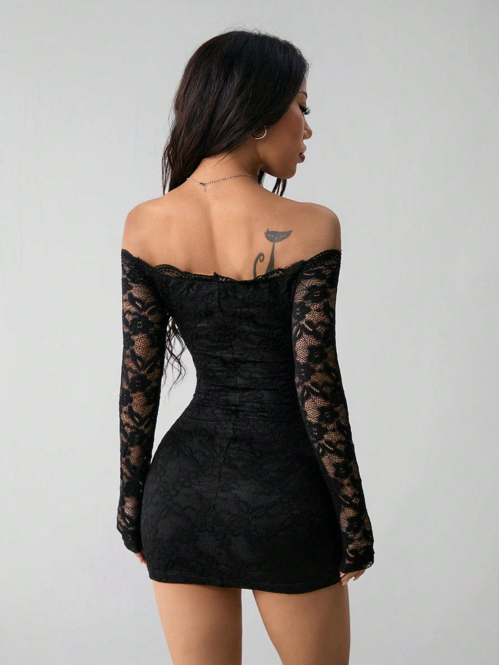 Off-Shoulder Spitzen Bodycon Mini-Kleid
